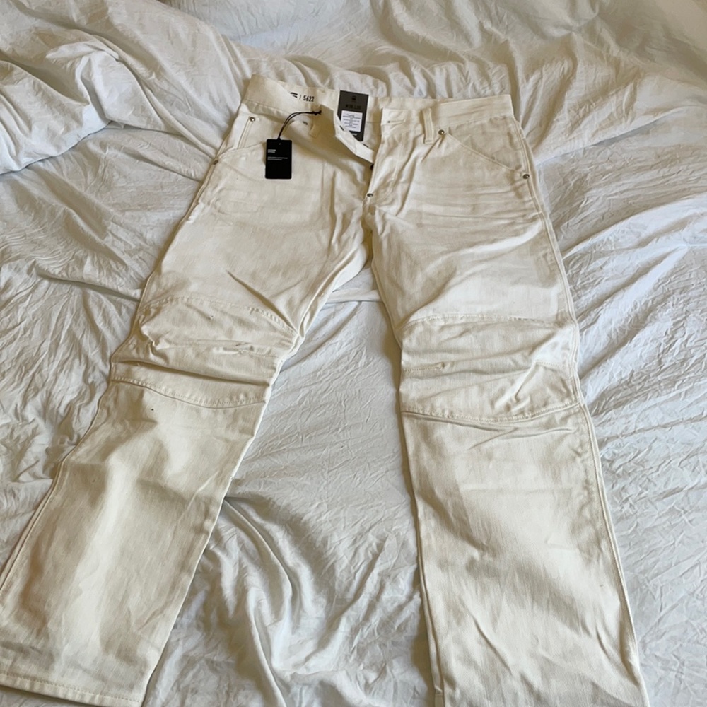 G-STAR white zipper denim